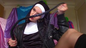 Leather NUN WHIP Dominatrix JOI