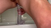 Twink Strips From Skirt and Panties to Ride a Big Dildo and Squirt All Over