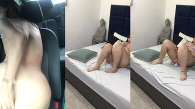 Latina MILFs cum hard with vibrators in public