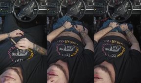 FTM Big Clit Gushes Cum Hard Public Car Vibes Destroyed Moans