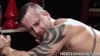 Muscular dom Spencer Reed stretches and pounds submissive Ben Brown