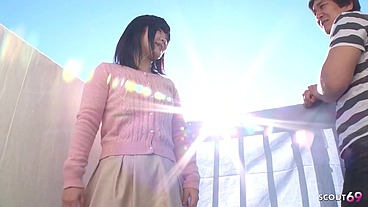 Petite Japanese Teen seduce to Creampie Fuck by old Guy next Door in uncensored JAV Porn