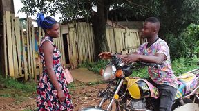 the motorcycle driver carrier and his customers in a public fuck on the road in yaounde, cameroon. his big cock, he copiously fucks his client on the motorbike. nigeria. exclusively on xvideos