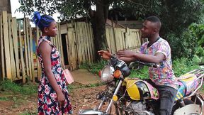 the motorcycle driver carrier and his customers in a public fuck on the road in yaounde, cameroon. his big cock, he copiously fucks his client on the motorbike. nigeria. exclusively on xvideos