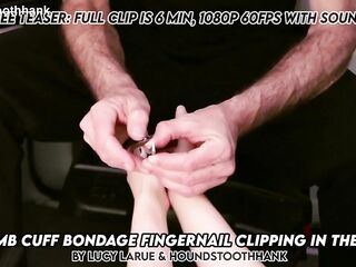 Thumb Cuff Servitude Fingernail Clipping in the Van