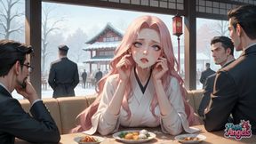 Sexy, Dirty Seduction in a Snowy Café with Kimono Cream Drip - Horny, Hardcore Porn!