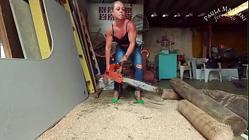 Smoking while revving a chainsaw