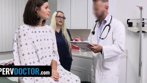 Perv doctor fucks pretty teen patient Dharma Jones to cure her back ache