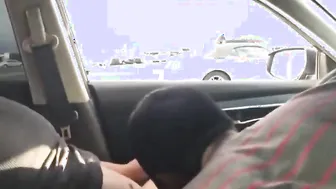 Stranger Gives Car Blowjob to Jerking Stud Outdoors