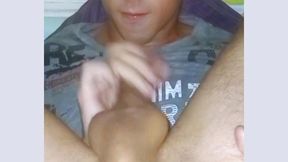 self-sucking with facial cum and cucumber masturbation. sexy autofelation