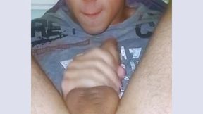 self-sucking with facial cum and cucumber masturbation. sexy autofelation
