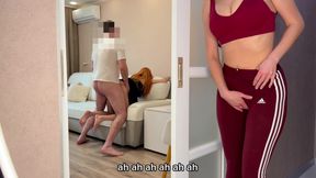 Cum Twice - Creampie for a Girl and Cum in the Mouth of a Stepmom Who Was Watching Us