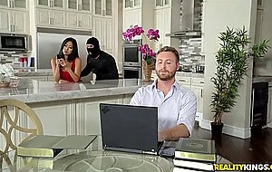 Hot Asian slut lets the burglar fuck her behind her husband's back - Naked Girls