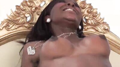 Ebony babe Jasmine Webb gets white cock in her butthole