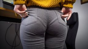 Hot Secretary In Tight Jeans Teases Ass With Visible Panty Line