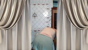 Hot Housewife Lukerya Dances in the Kitchen in the Morning.