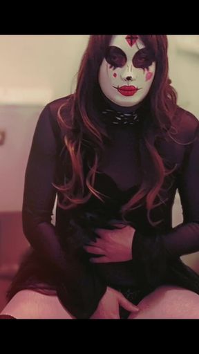 Tranny sits on the toilet