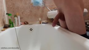 Russian teen 18+ With Big Dick Pisses In The Bathroom And