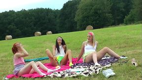 Atomic Girl Wedgies with lots of colorful Panties and Thongs in Miniskirts Socks Try On Outdoors with Leon Lambert Girls