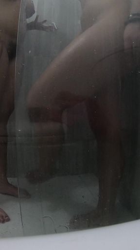 Threesome in the Shower with a Colombian BBW