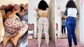 chubby girl morning routine full of farts while getting ready