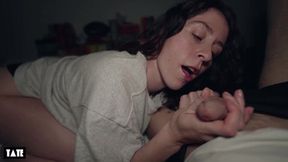 College GF gives sloppy blowjob to big white cock