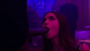 ahegao, gooned porn, sucking cock, a young, brunette, video created by AI
