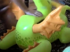 Green dragon inflatable toy humping orgasm