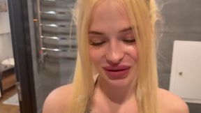 Pigtail Stepsis Chokes StepBro Cock Bathroom Gush Facial Destroyed