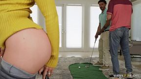 An excited milf takes her husband's friend to the toilet to have a good fuck.