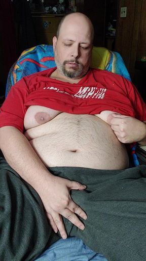 Chubby Guy Strips Naked, Jerks and Cums