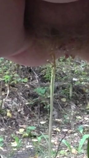 Old hairy pussy pissing in nature. Wet dirty cunt outdoors. Close-up and POV. PAWG and white panties. Chubby milf&hellip;   Clip 1