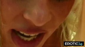Riding with her tits bouncing and mouth wide open
