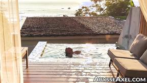 ”Flexing cursed hole & nipple playing in the pool by hot Axel Abysse”