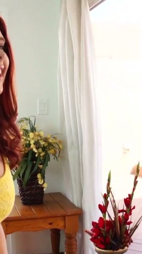 Chubby redhead wife Melody Jordan is delighted to have her neighbor visit   Clip 1