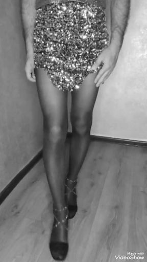 Lady Walk in Glossy Dress