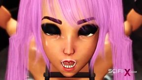Futuristic Android's Intense Encounter with a Seductive Beauty in a Hidden Bunker