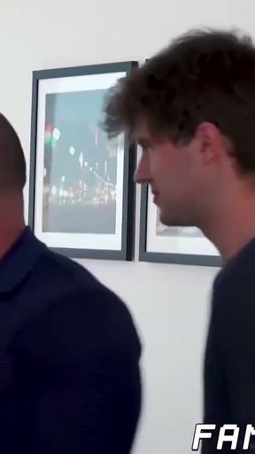 Hairy daddy gets barebacked hard in wild stepson threesome   Clip 1