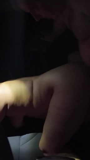 Stunning moment from "Accidental blowjob in the car - how good he sucks, I cumshot in his mouth before I got my cock hard"