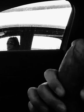 Pretty chick is suprised by my monster bwc but takes a second peek