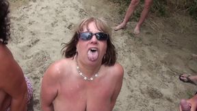 Bukkake beach party at Cap D Agde