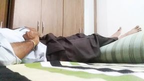 Playing with my cock on the bed in the bedroom