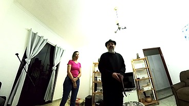 Cuckold watches the debt collector fuck his wife. Cuckold POV.