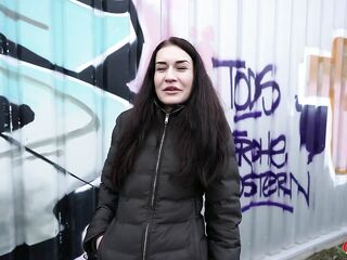 GERMAN SCOUT - Slender Czech Teen Stefani Jameson with Saggy Boobs Pick Up for 1st Casting Bang