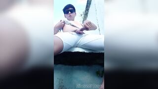 Bagnagjakol sa likod ng basketball court - Chinese guy outdoor onanism