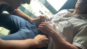 On the Rooftop Receiving a Blowjob