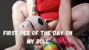 First pee of the day on my doll