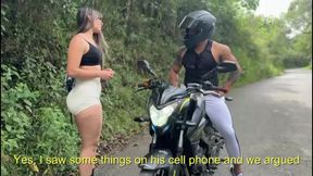 Biker seduces me after my bf leaves me stranded