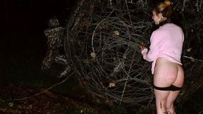 ”P-O-V blowjob & gagging in sculpture garden”