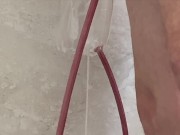 PitFanOne-Narrated.Piss shower, Cum eat from cucumber dildo, after it's been up his ass